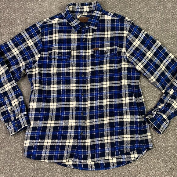 Orvis Flannel Shirt Jacket Shacket Men's XL Blue Plaid Check Cotton - Picture 1 of 12